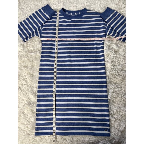 VINEYARD VINES Girl's Blue & White Striped Crewneck Mini Dress L - Picture 5 of 9